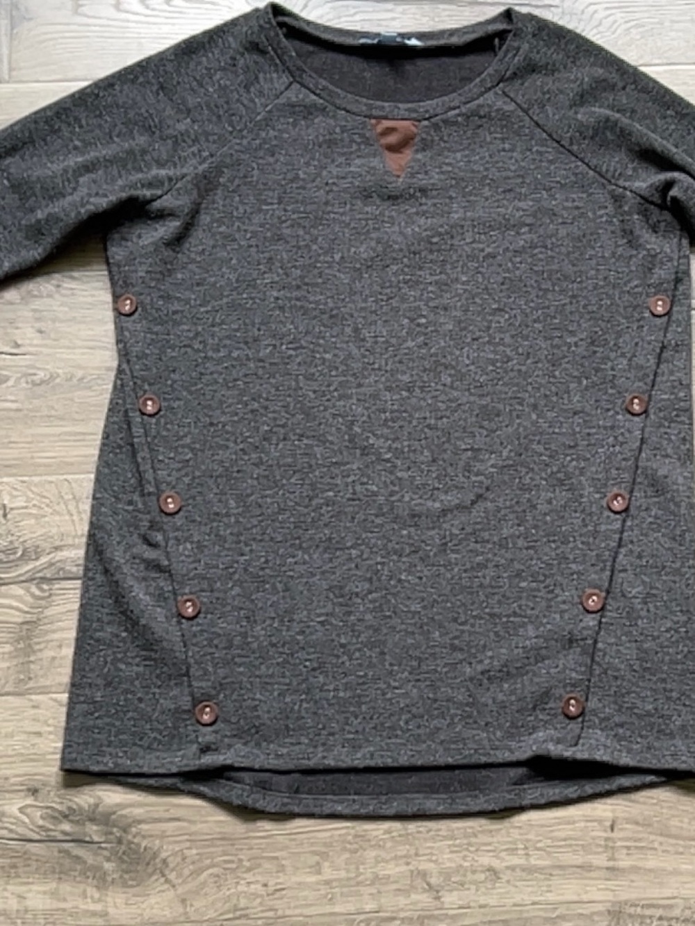 She + Sky Charcoal Gray Button-Side Tunic